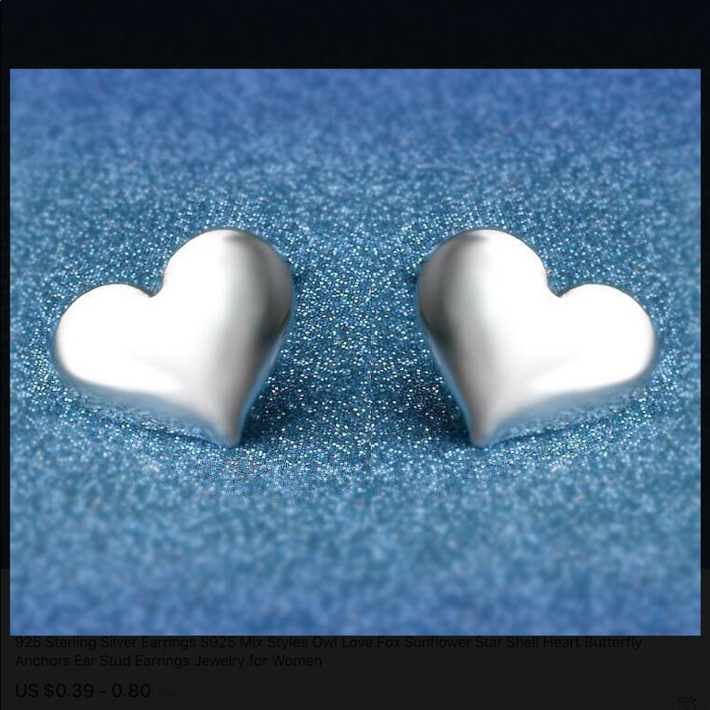 Silver Heart Stud Earrings